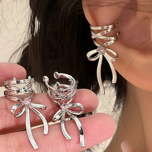Bow Ribbon Ear Cuff Earrings