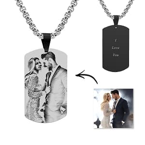 Custom Engraved Dog Tag Photo Pendant Necklace