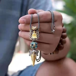 Vajra Six-Word Mantra Rotating Bead Pendant