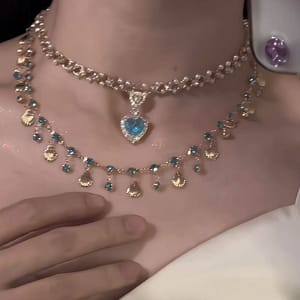 Icy Blue Gem Layered Necklace