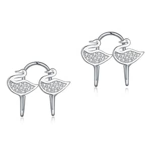 Sterling Silver Swan Clip-on Earrings