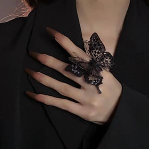 Black Butterfly Metal Ring