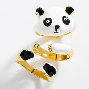 Cute Panda Open Ring Set