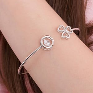 Dancing Stone Open Ended Sterling Silver Bangle/ cuff Bracelet