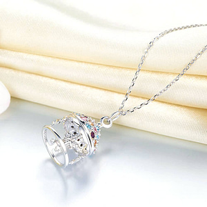 Multi-Color Merry-Go-Round Sterling Silver Pendant Necklace