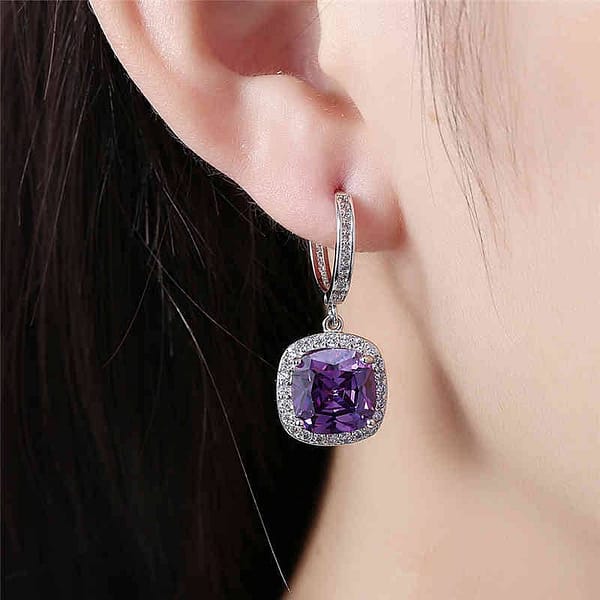 Square Crystal Clip Earrings
