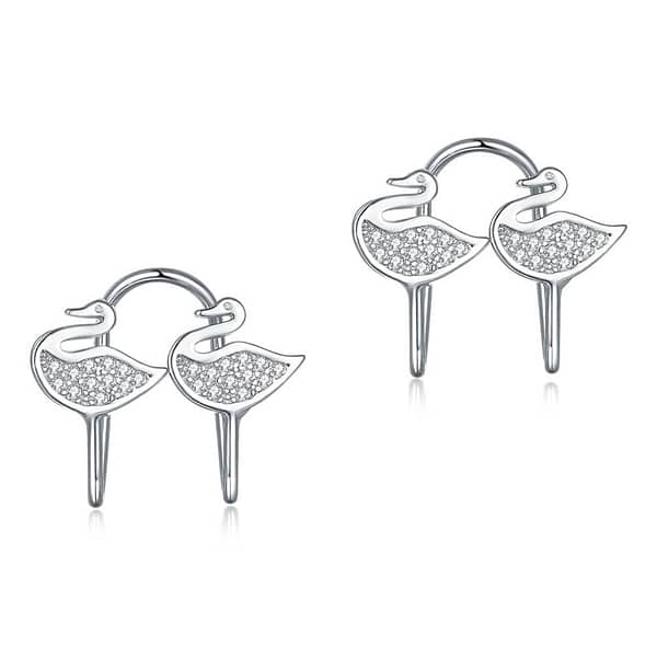 Sterling Silver Swan Clip-on Earrings