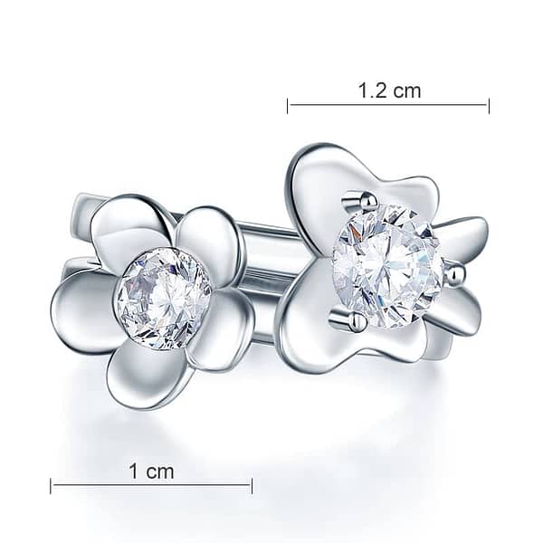flower butterfly sterling silver ring set