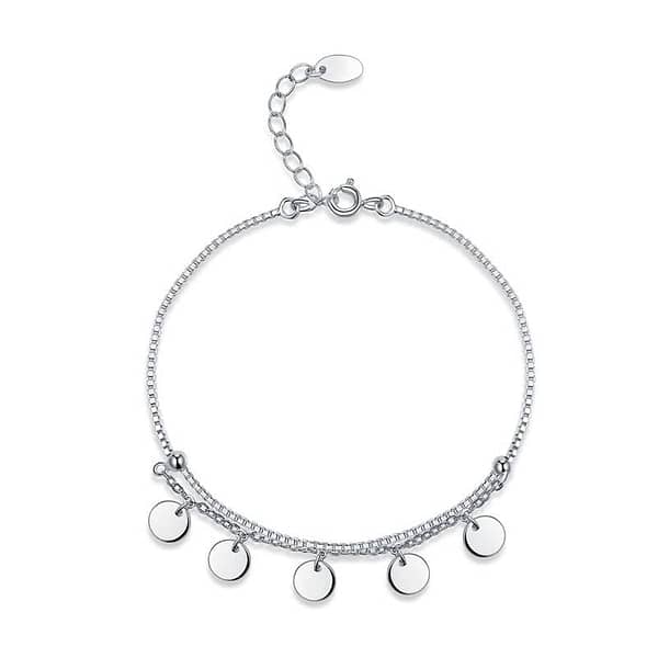 Dangle Circle Sterling Silver chain Bracelet
