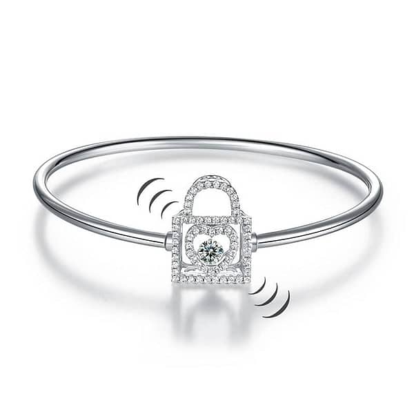 sterling silver lock heart white stoned bracelets