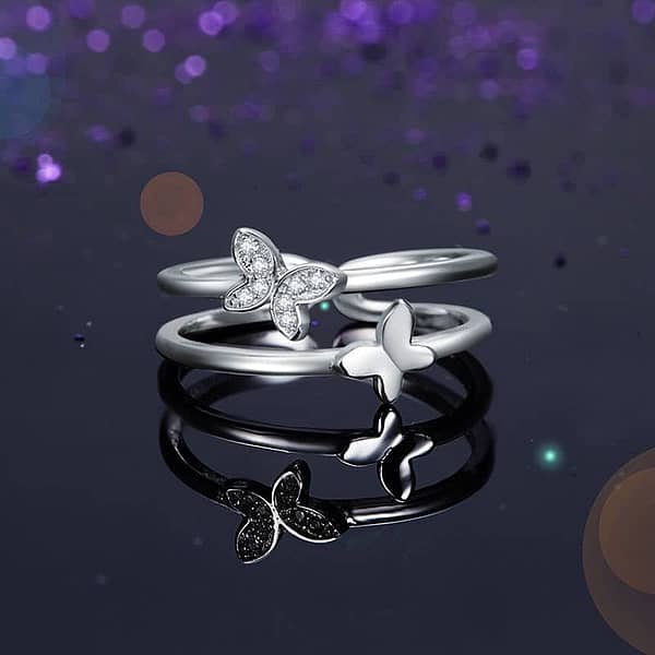 butterfly sterling silver rings