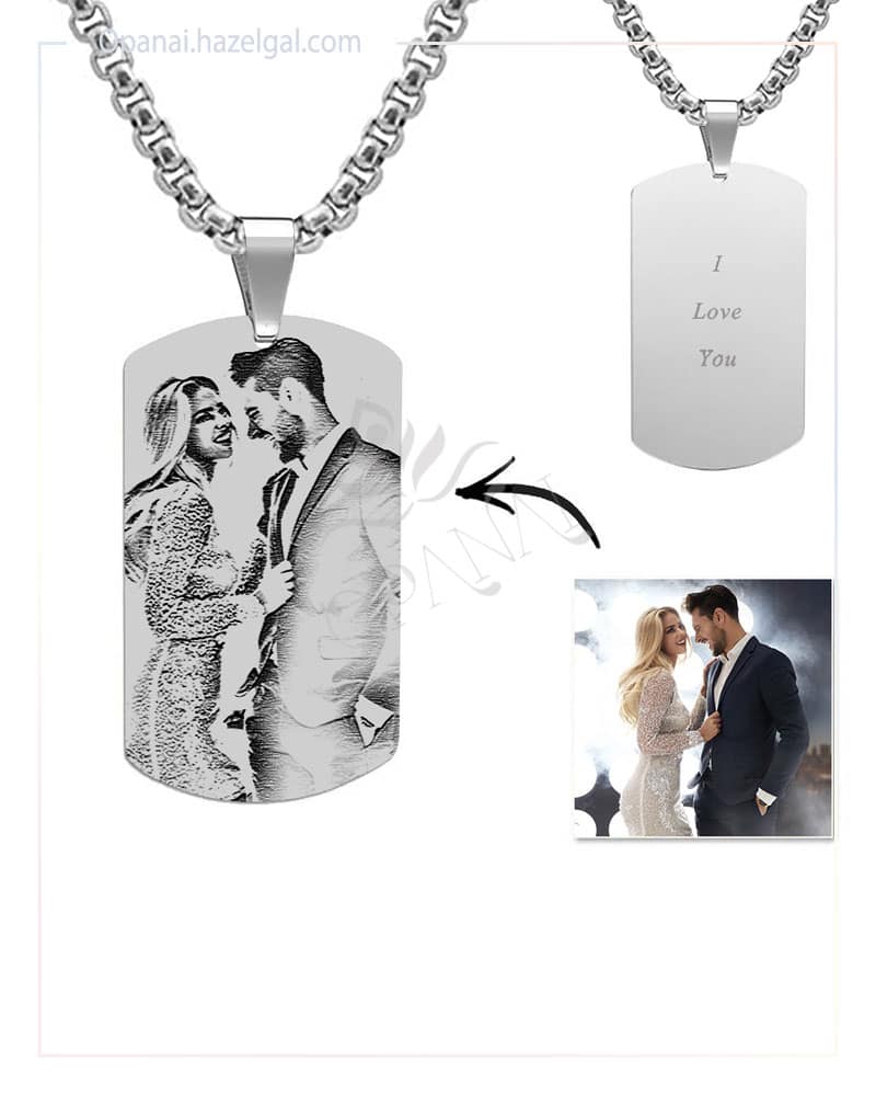 Custom Engraved Dog Tag Photo Pendant Necklace - Image 2