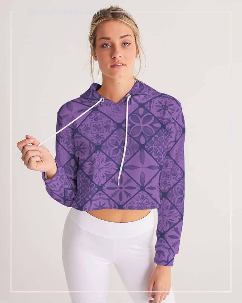 Moroccan Mosaic Women's Cropped Hoodie - Image 2
