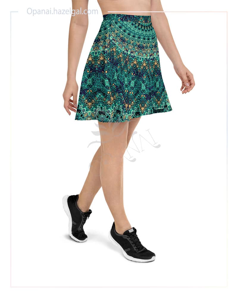 Peacock Mandala Dream Skater Skirt - Image 3