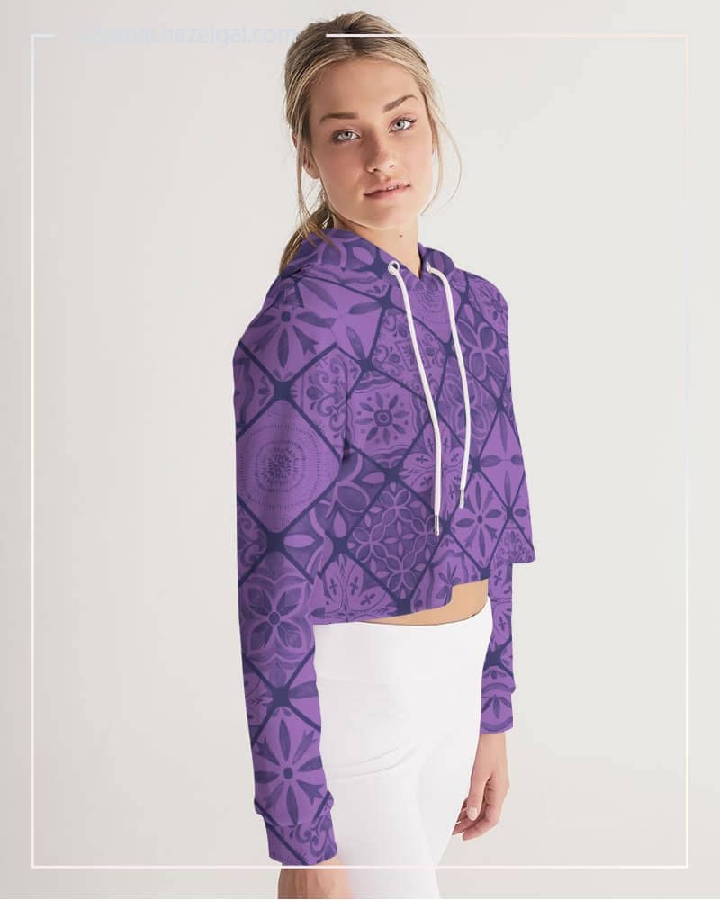Moroccan Mosaic Women's Cropped Hoodie - Image 3